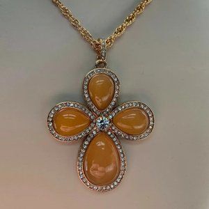 Nolan Miller's Orange Cabochon Cross Enhancer with 28" Chain QVC